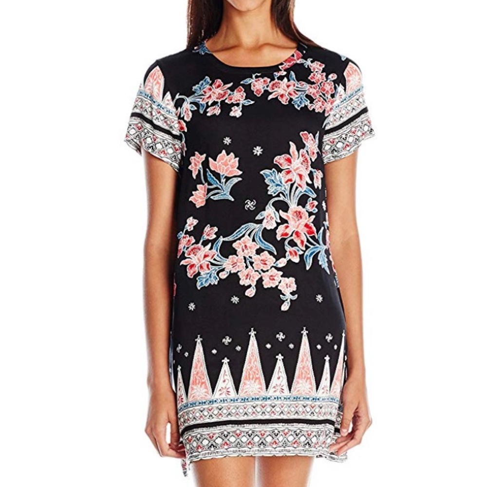 MINKPINK Floral Short Sleeve Dress, Black, XS